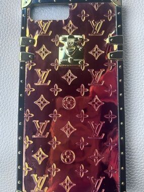 Louis Vuitton Metallic Burgundy and Gold Monogram Trunk-Style Phone Case
